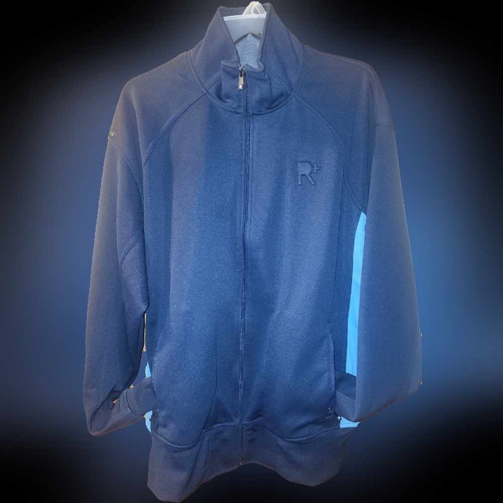 Mens Roc-a-Wear Jacket. Size X-Large. Color- Navy with Baby Blue accents